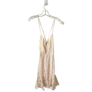 Lulu's Skater Lace Mini Dress Ivory Size Large NEW